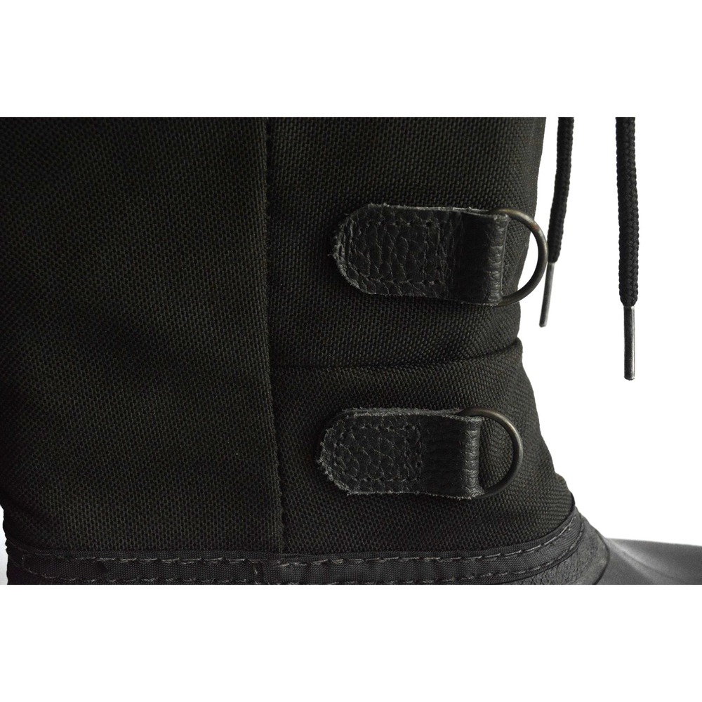 LL Bean Women's Black Canvas Pull On Mid Calf Drawstring Winter Boots Size 7 - Picture 12 of 16